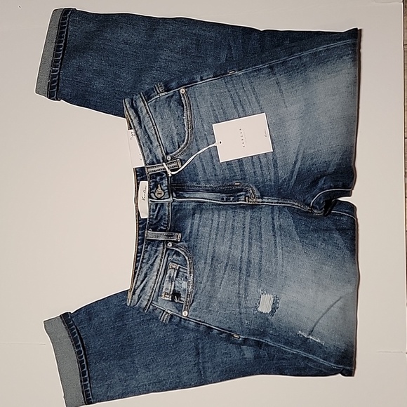 KanCan Boyfriend Blue Jeans Denim Pants Relaxed Fit Distressed Cuffed Blue 7 27 - Picture 4 of 16
